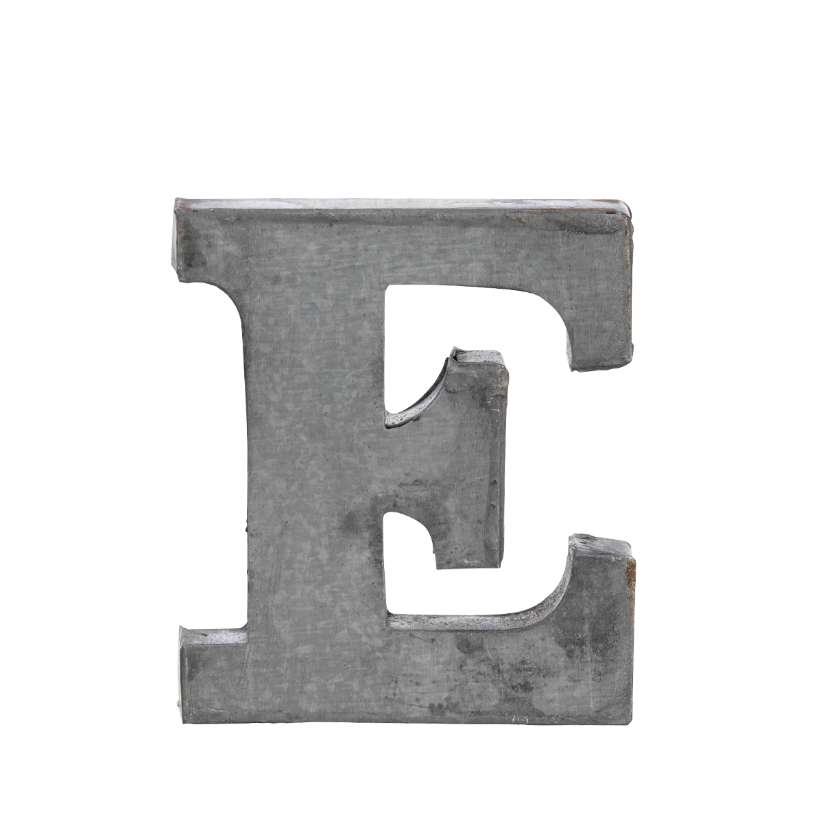 Zinc letter, E