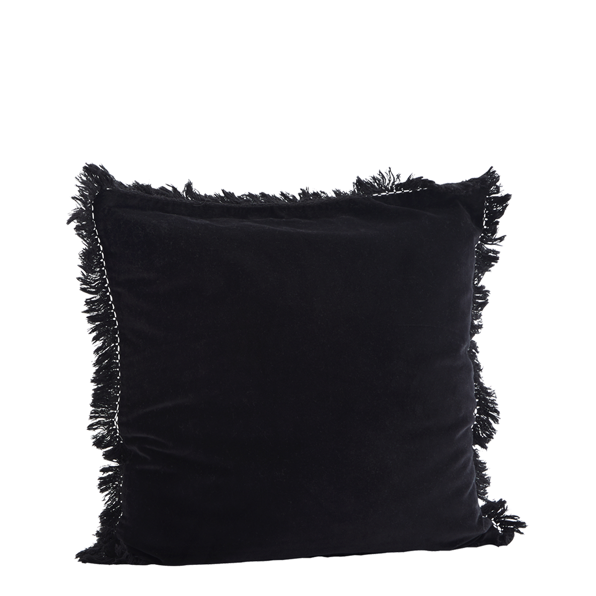 Velvet cushion cover w/ fringes