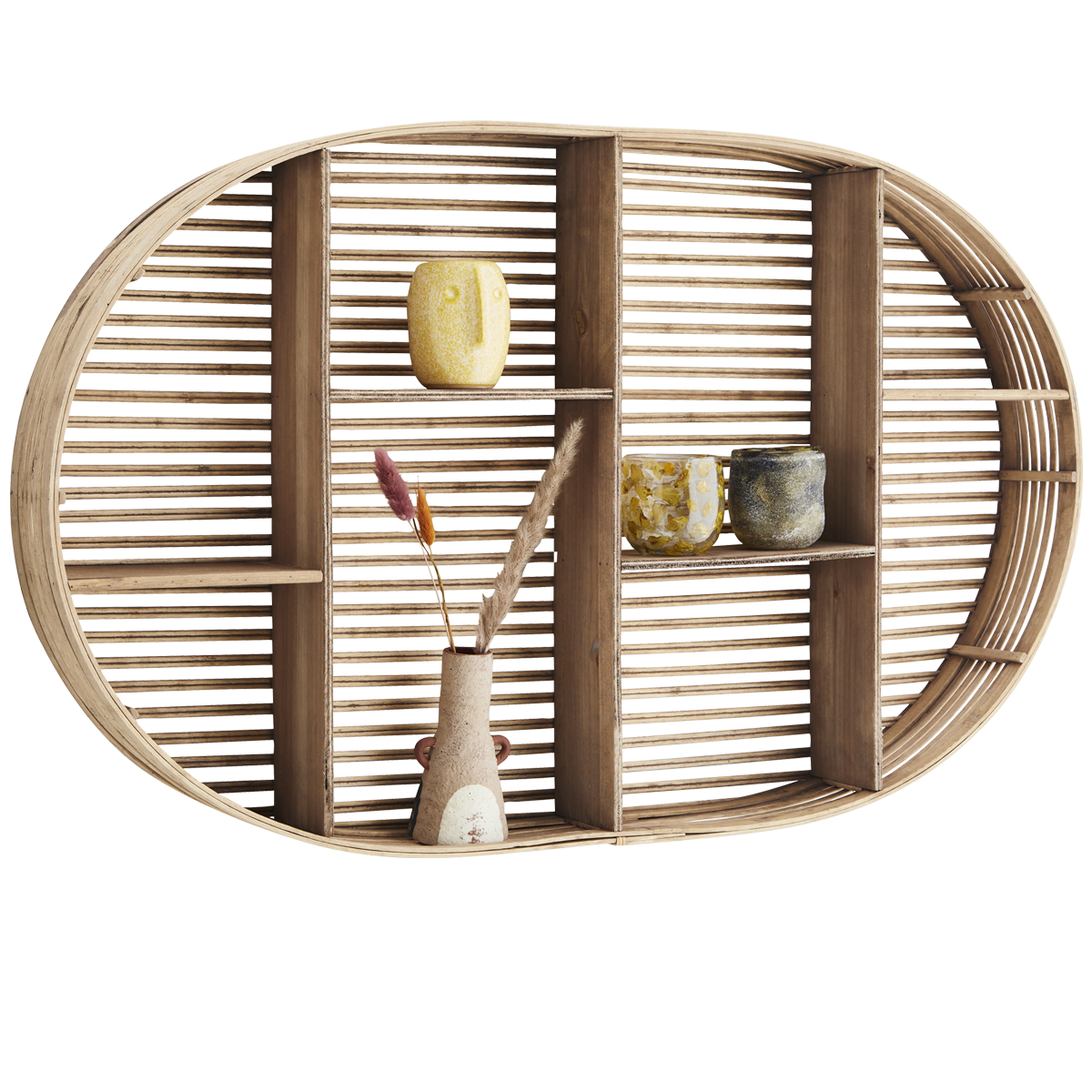 Oval bamboo shelf