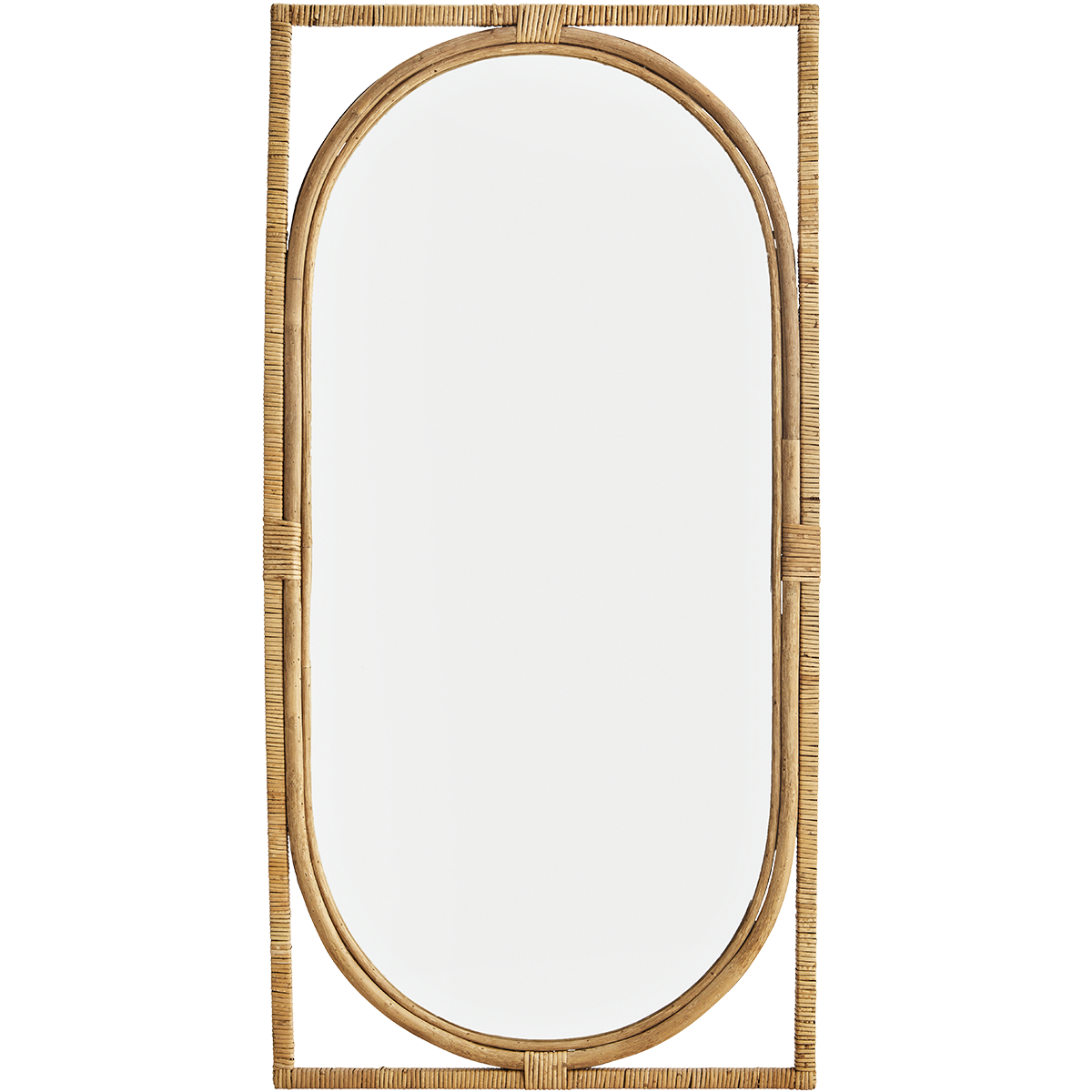 Oval mirror w/ rattan frame