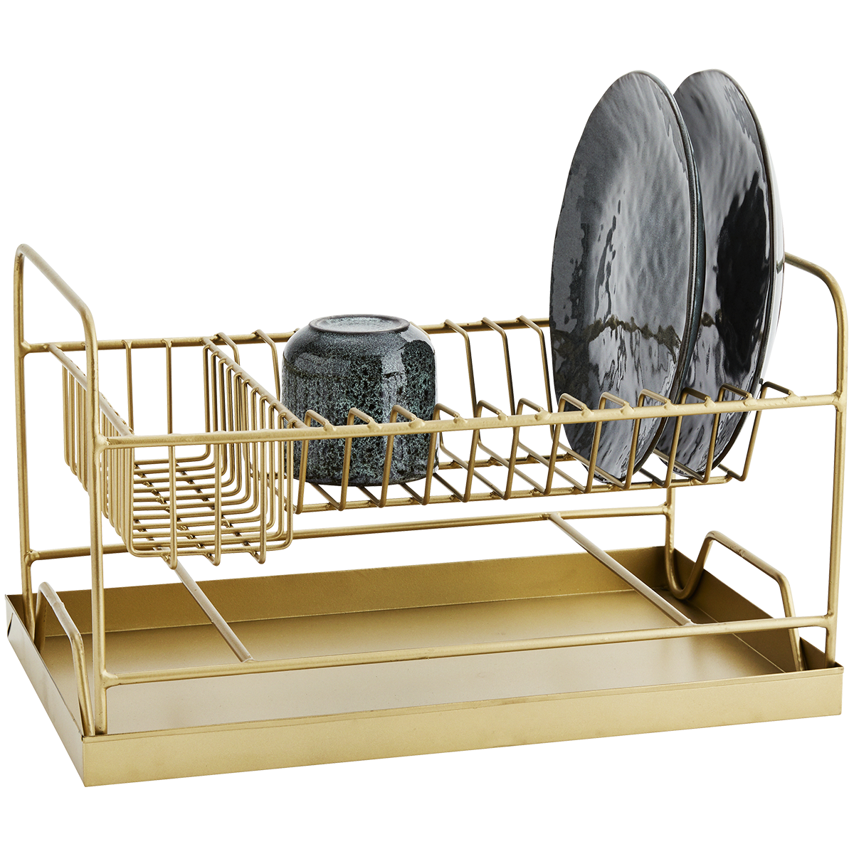 Iron dish rack w/ drip tray