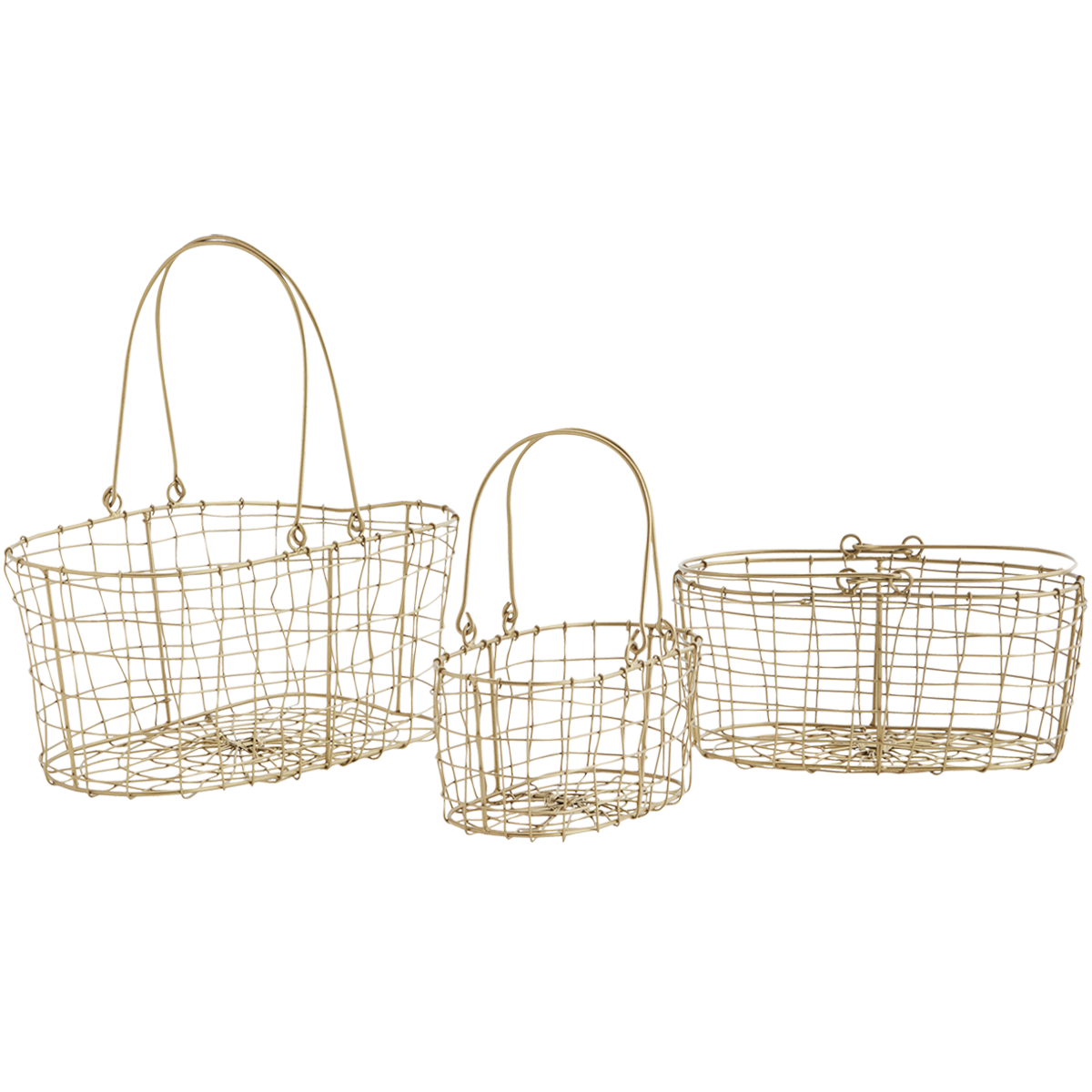 Oval iron baskets w/ handles