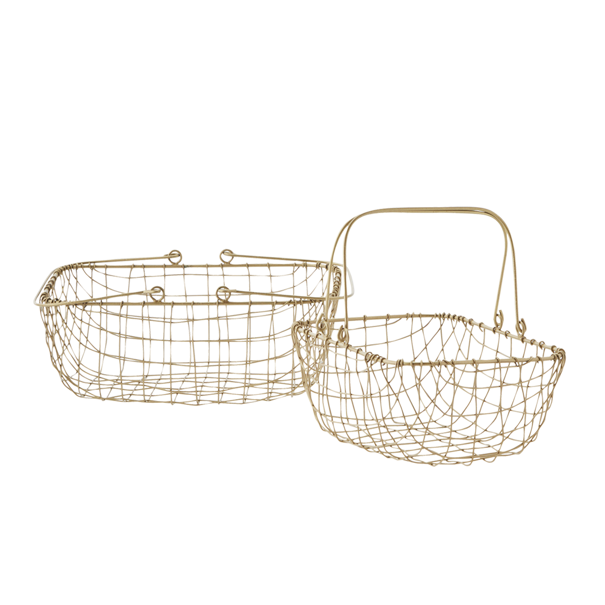 Rectangular iron baskets w/ handles