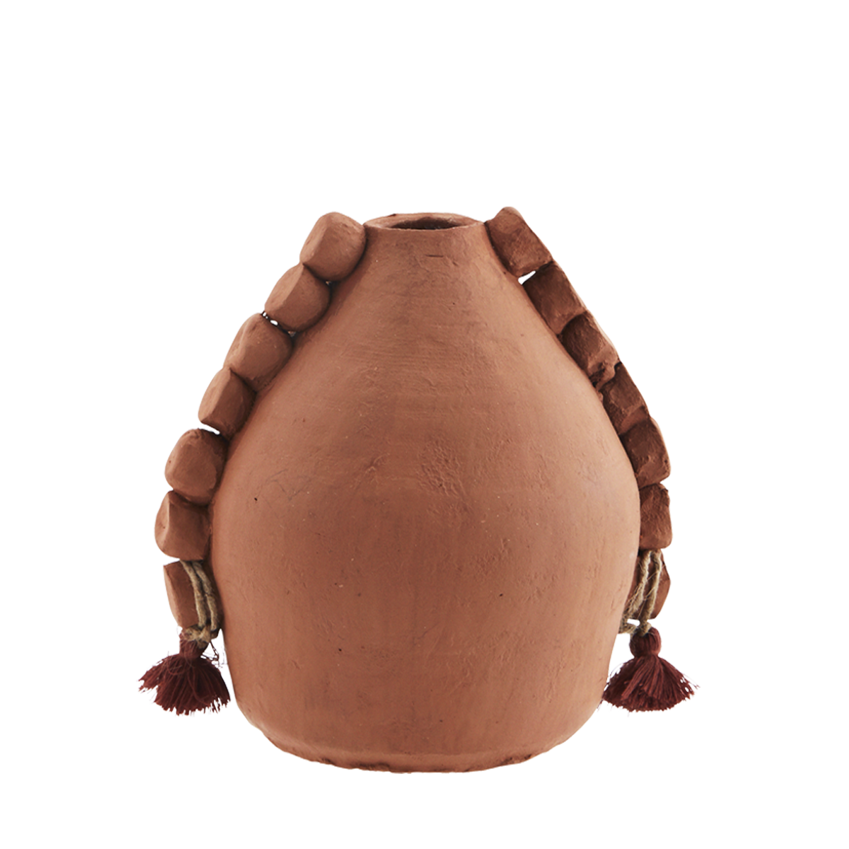Handmade terracotta vase w/ tassels