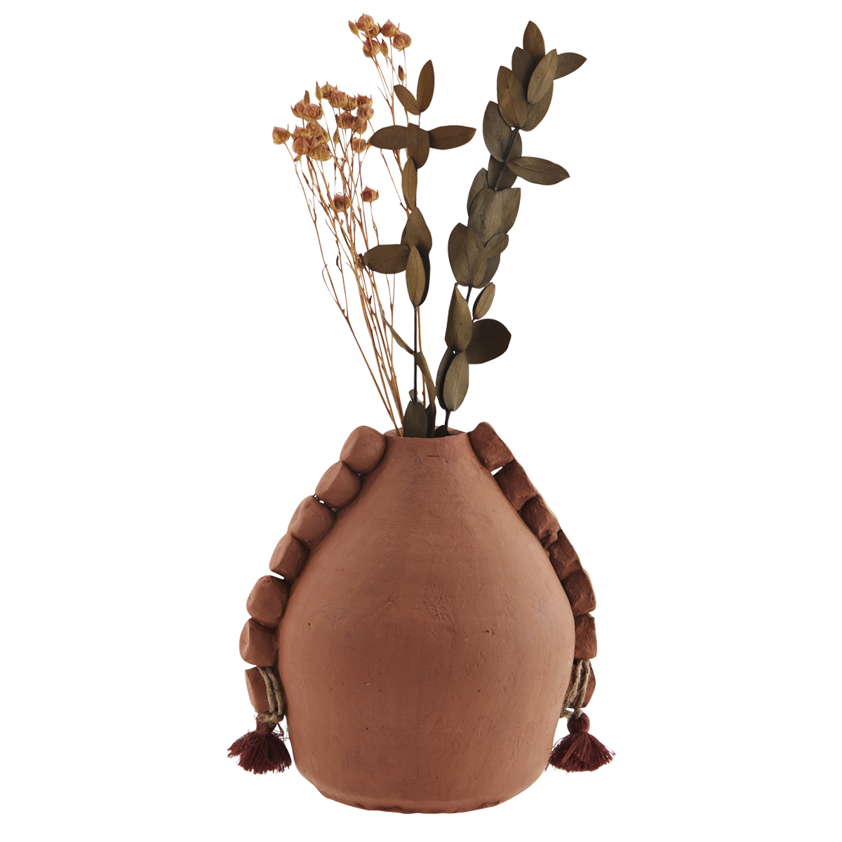 Handmade terracotta vase w/ tassels