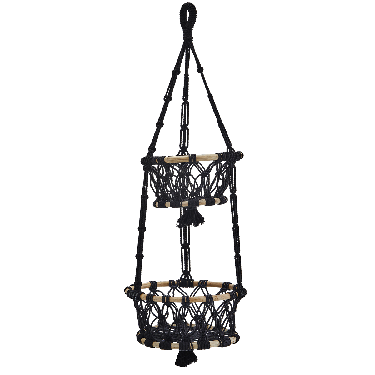 Hanging macrame baskets