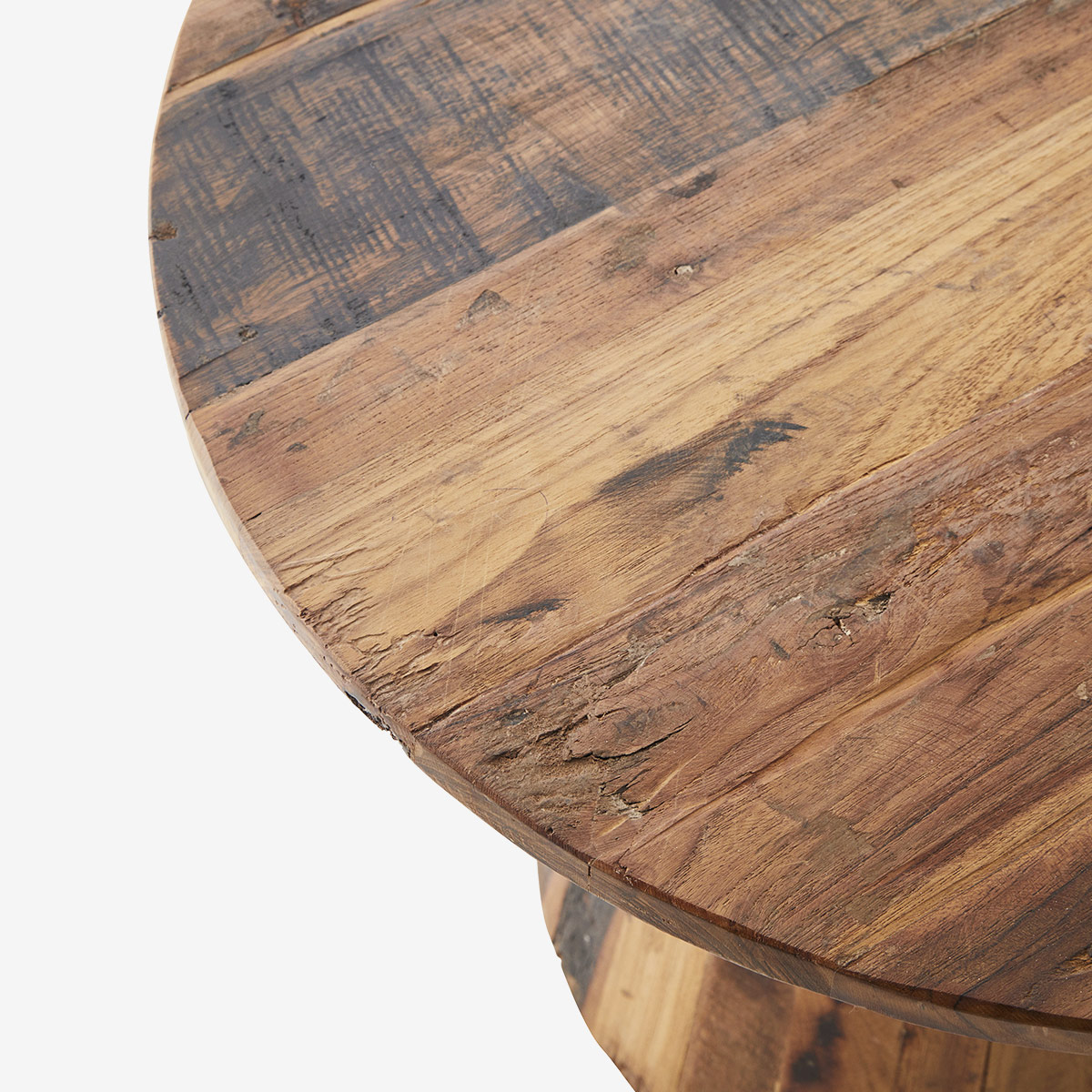 Round wooden coffee table