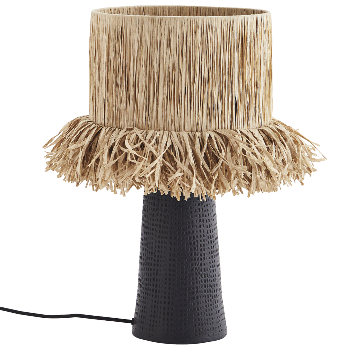 Terracotta table lamp w/ raffia shade
