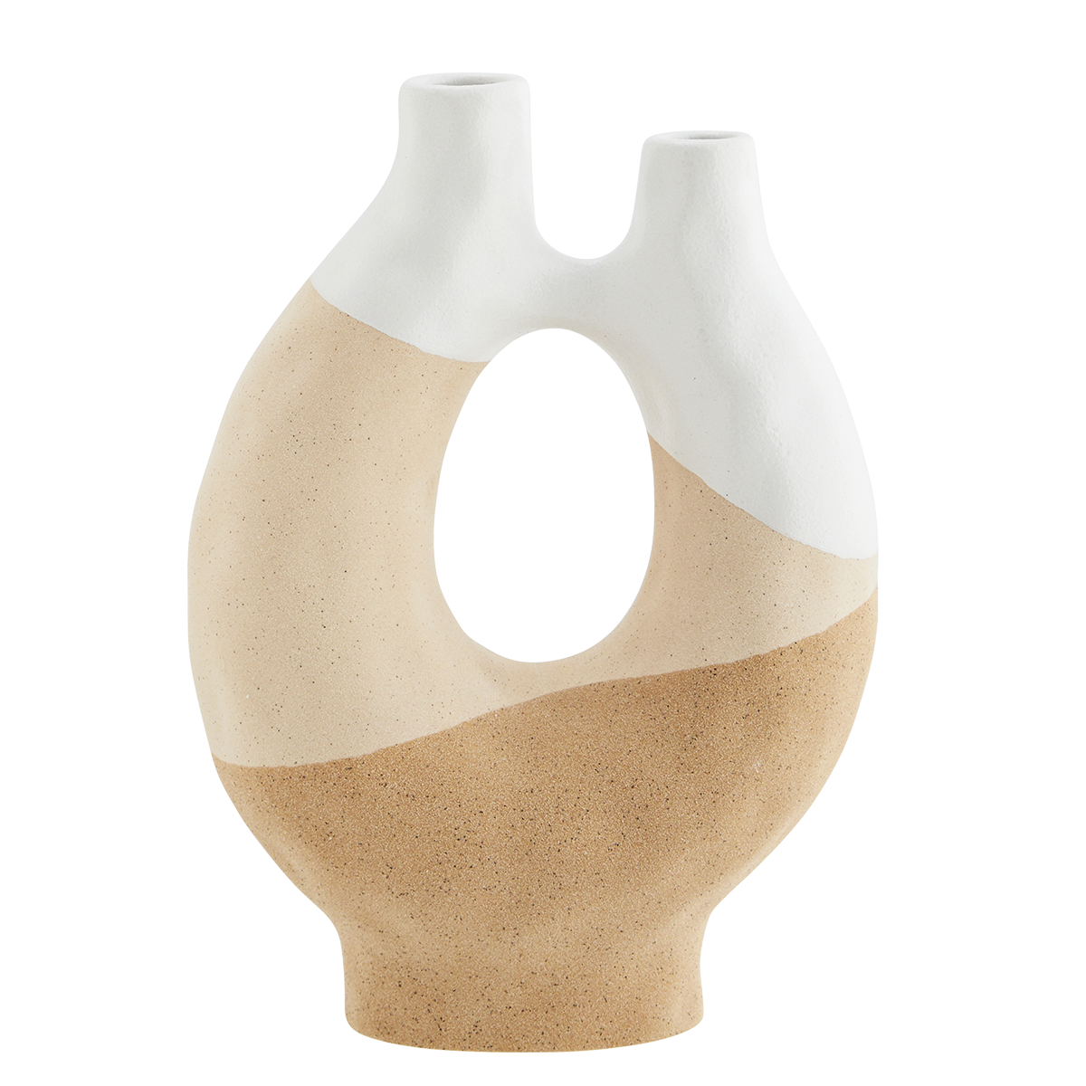 Stoneware vase w/ double opening