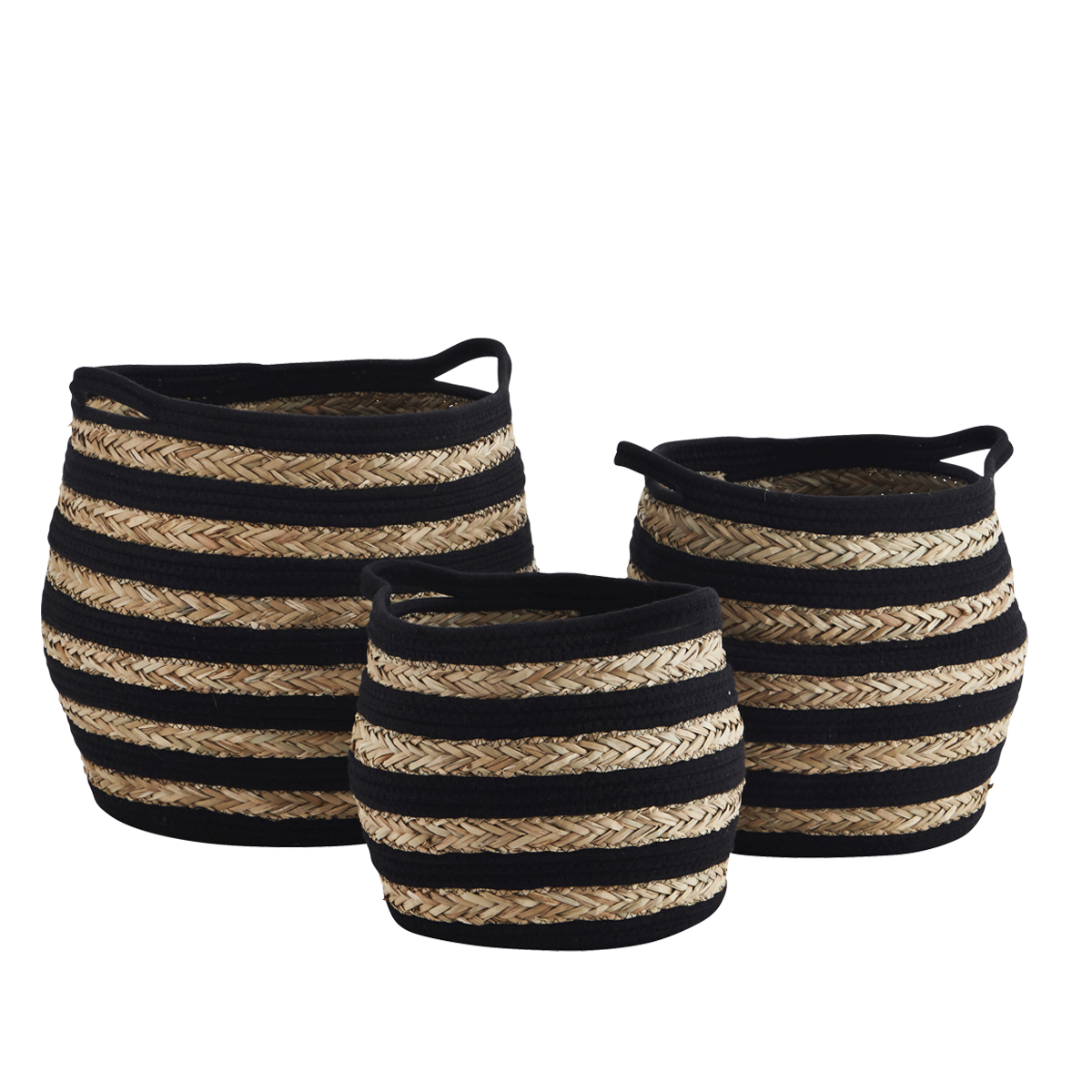 Striped cotton rope baskets