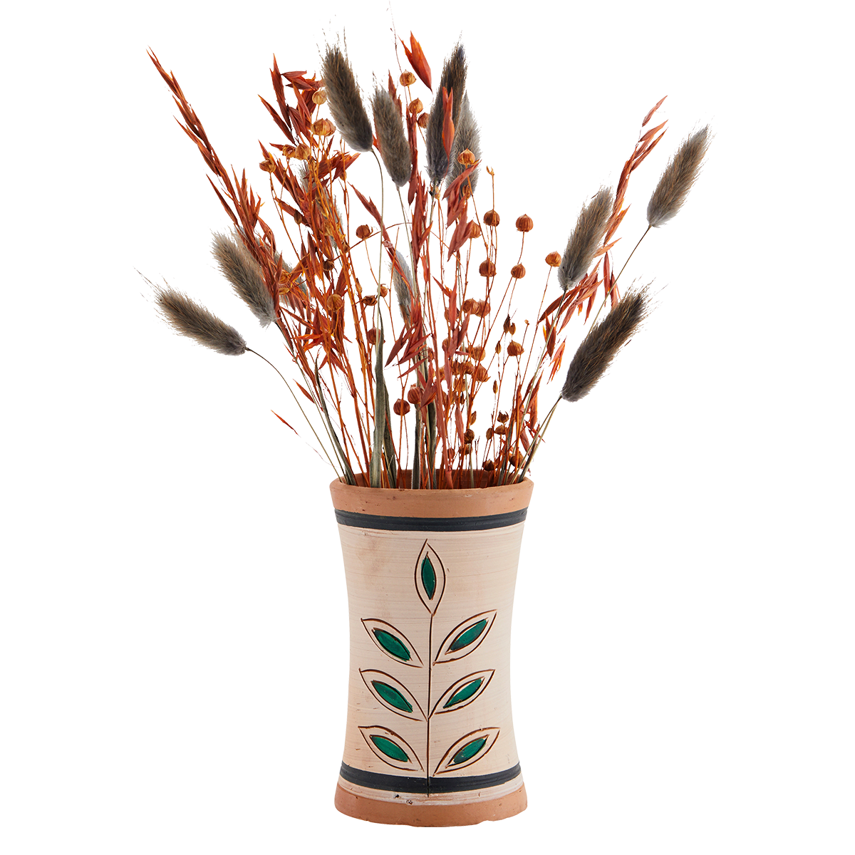 Hand painted terracotta vase