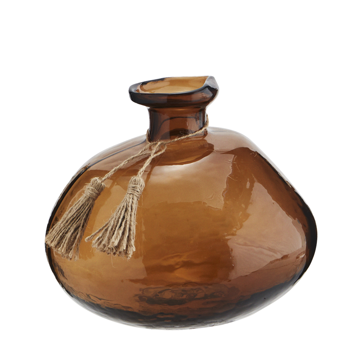 Organic shaped glass vase w/ tassels