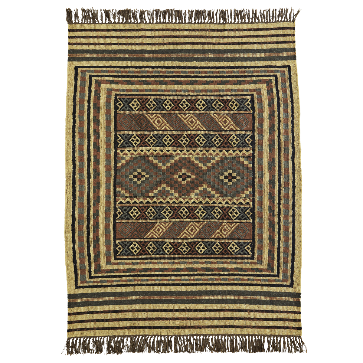 Woven cotton kelim rug