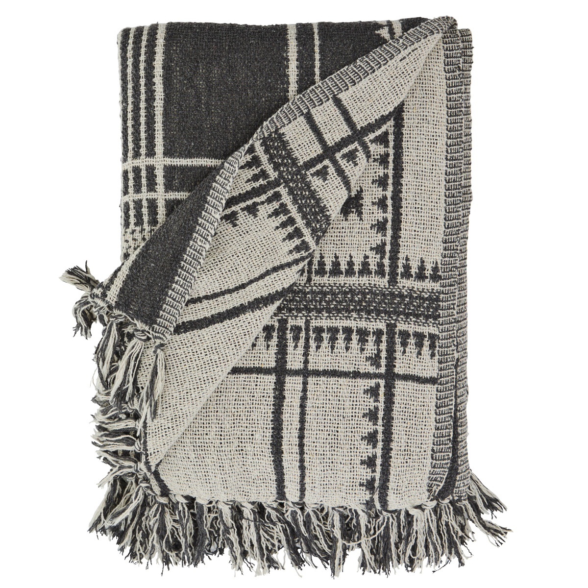 Woven throw w/ fringes