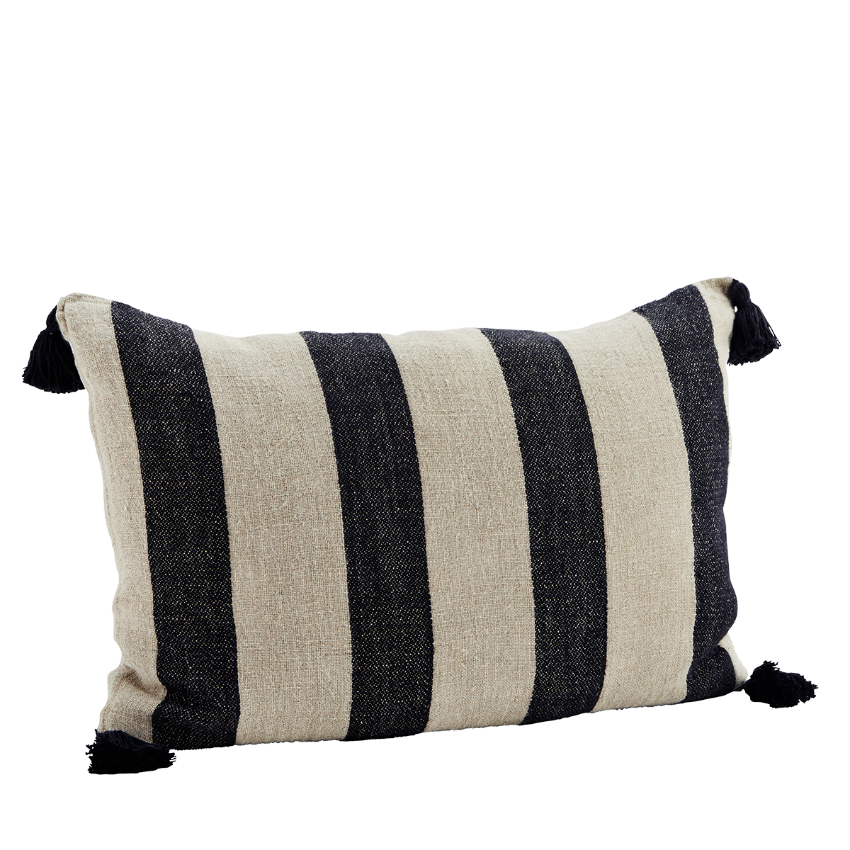 Striped cushion cover w/ tassels