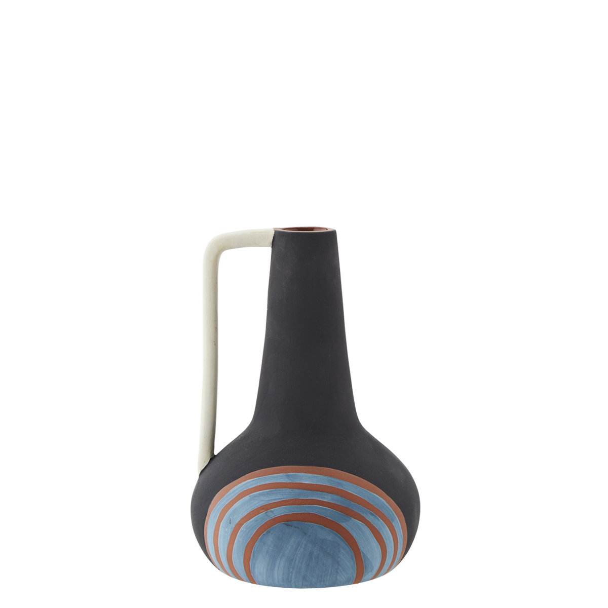 Hand painted terracotta vase w/ handle