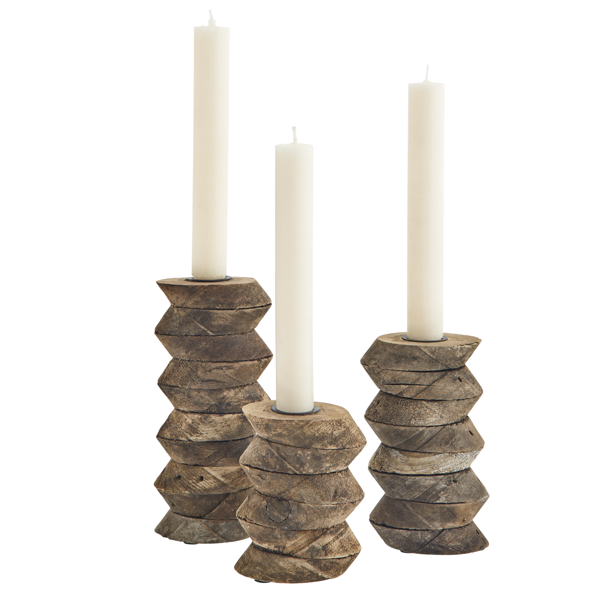 Recycled wooden candle holders