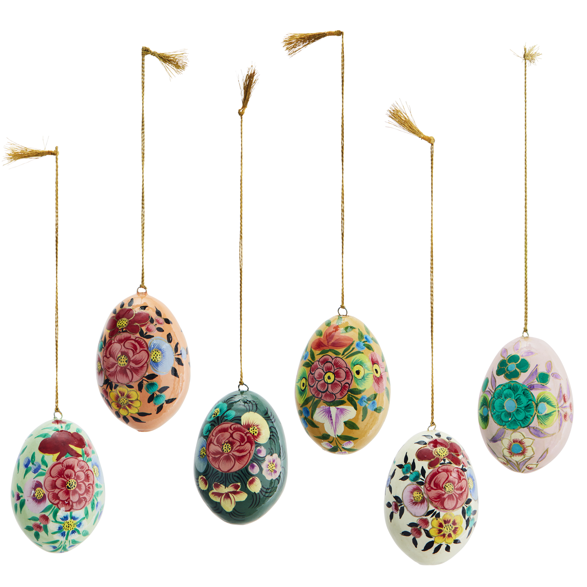 Hand painted paper mache eggs