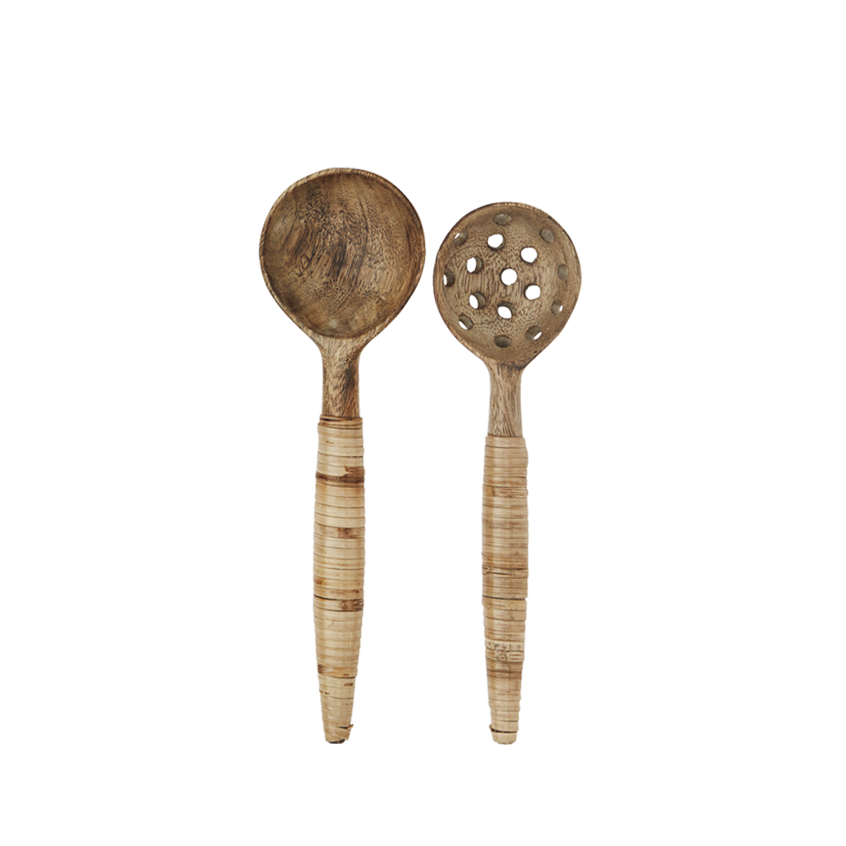 Wooden spoons w/ rattan