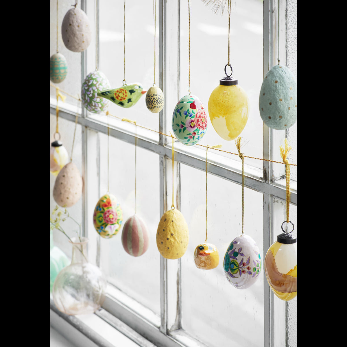 Hand painted paper mache eggs
