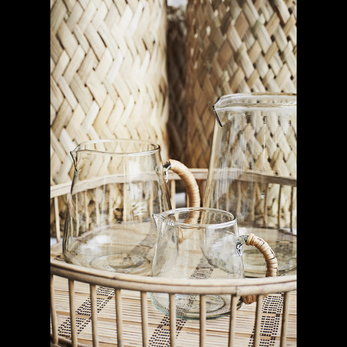 Glass jug w/ bamboo handle