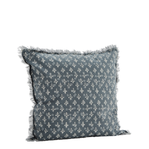 Printed cushion cover w/ fringes