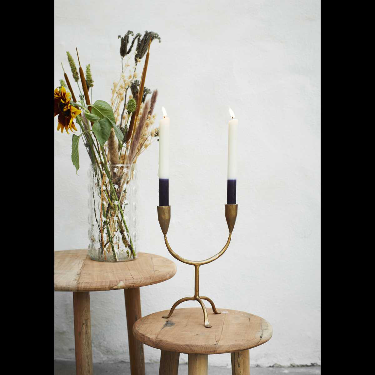 Hand forged double candle holder