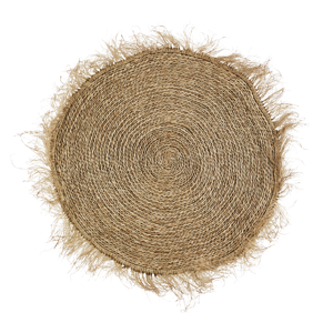Round seagrass rug w/ fringes